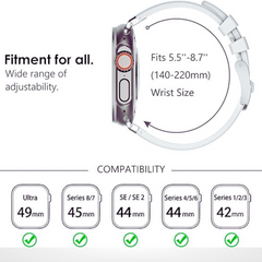 AP Sport Silicone Watch Band Strap for iWatch 42/44/45/49MM (WHITE)