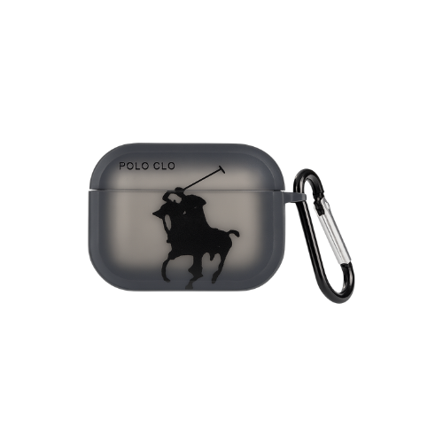 AirPods Pro Case – Smoke Black | Horse Rider Silhouette + Carabiner