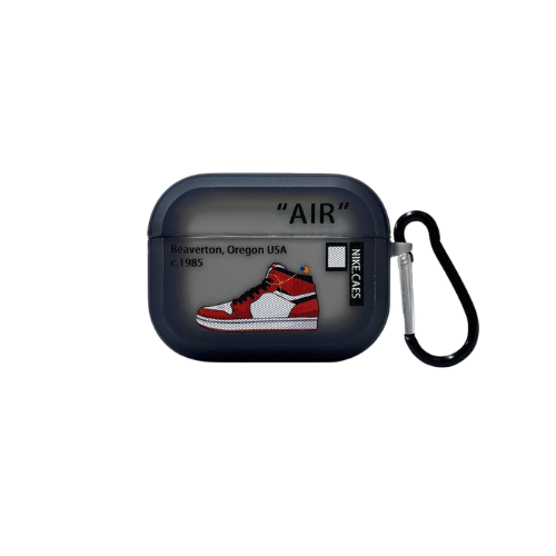 AirPods Pro Case – Smoke Black with leather finish | Red Sneaker Graphic + Streetwear Print