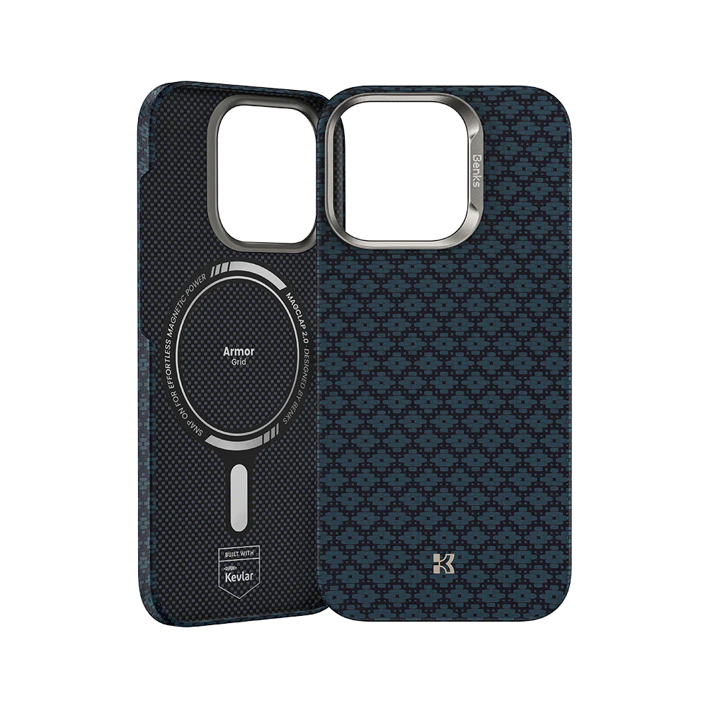Protective Apple iPhone Back Cover - BENKS ArmorGrid ArmorAir Case Built with Kevlar® for iPhone 16 Pro (BLUE) - Style 2
