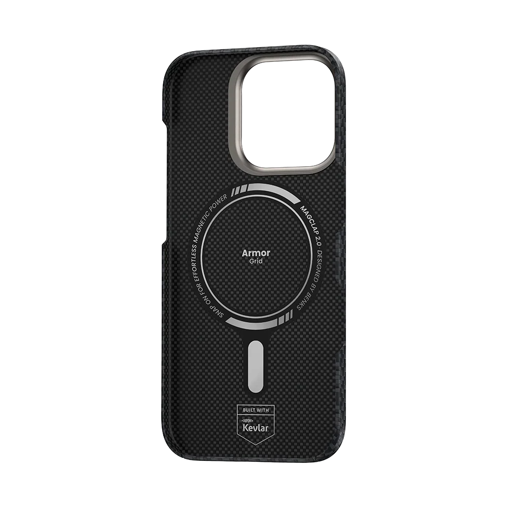 Protective Apple iPhone Back Cover - BENKS ArmorGrid ArmorAir Case Built with Kevlar® for iPhone 16 Pro Max (BLACK) - Style 3