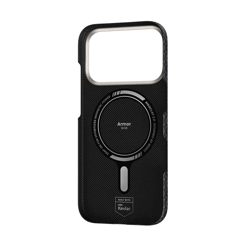 ArmorGrid Air Obsidian Black Case built with Kevlar® for iPhone 18 Pro Max