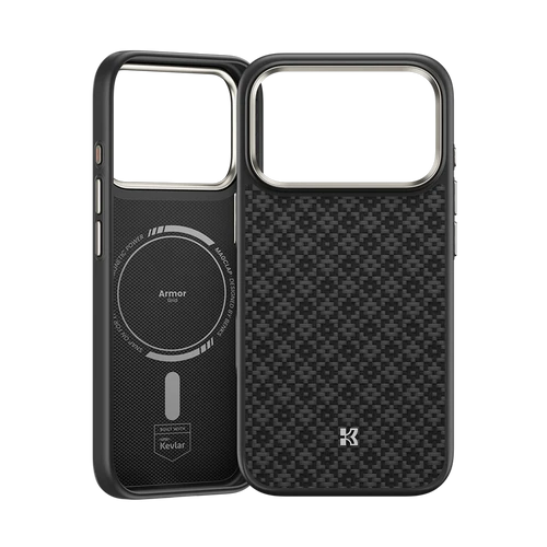 ArmorGrid Pro Obsidian Black Case built with Kevlar® for iPhone 18 Pro Max