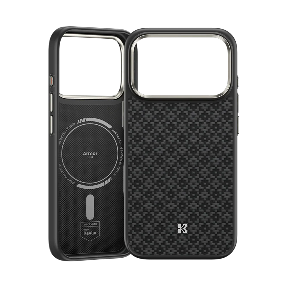 BENKS ArmorGrid ArmorPro Case built with Kevlar Carbon Fibre for iPhone 17/18 Pro & Pro Max - iPhone 17 Pro Max / 18 Pro Max - BLACK