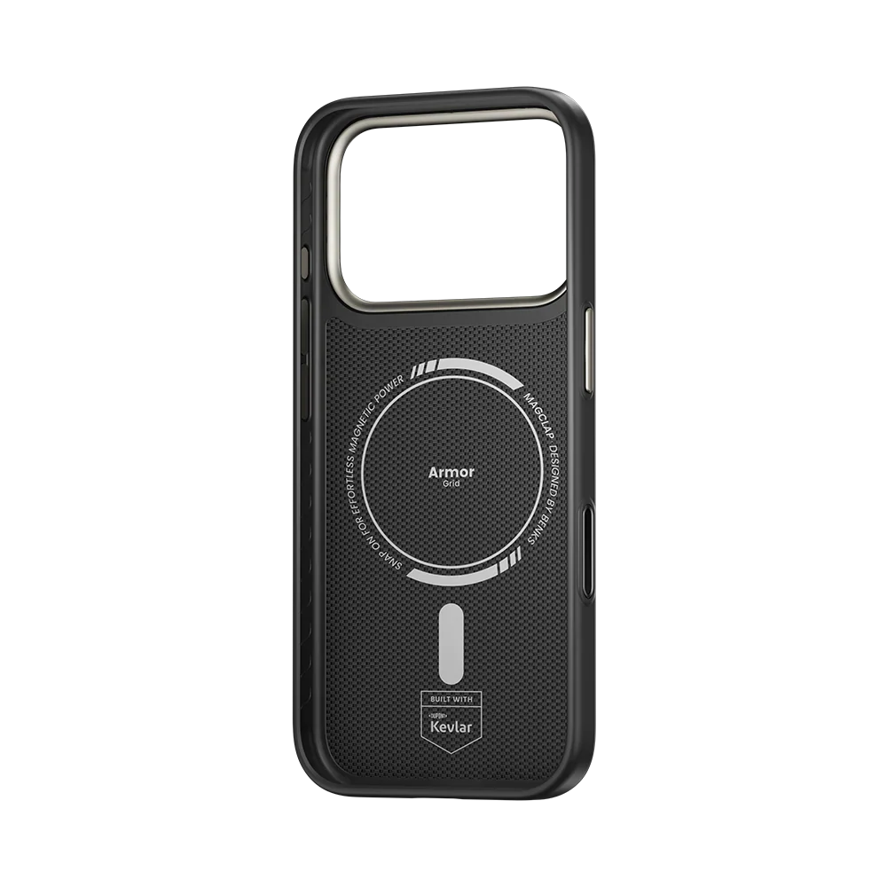 BENKS ArmorGrid ArmorPro Case built with Kevlar® Carbon Fibre for iPhone 17 Pro (BLACK)
