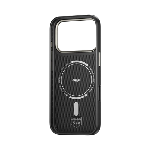 ArmorGrid Pro Obsidian Black Case built with Kevlar® for iPhone 18 Pro Max