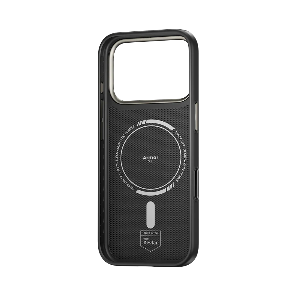 BENKS ArmorGrid ArmorPro Case built with Kevlar Carbon Fibre for iPhone 17/18 Pro & Pro Max - iPhone 17 Pro Max / 18 Pro Max - BLACK