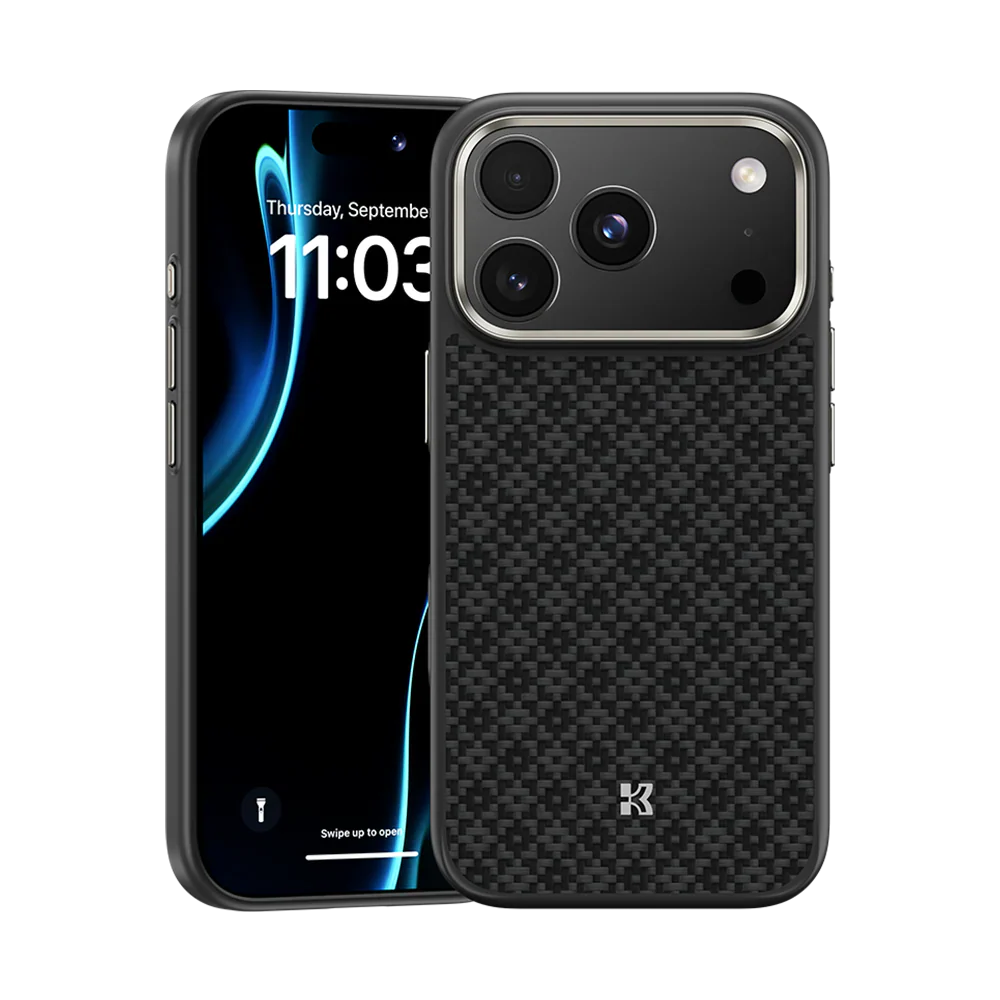 BENKS ArmorGrid ArmorPro Case built with Kevlar® Carbon Fibre for iPhone 17 Pro (BLACK)