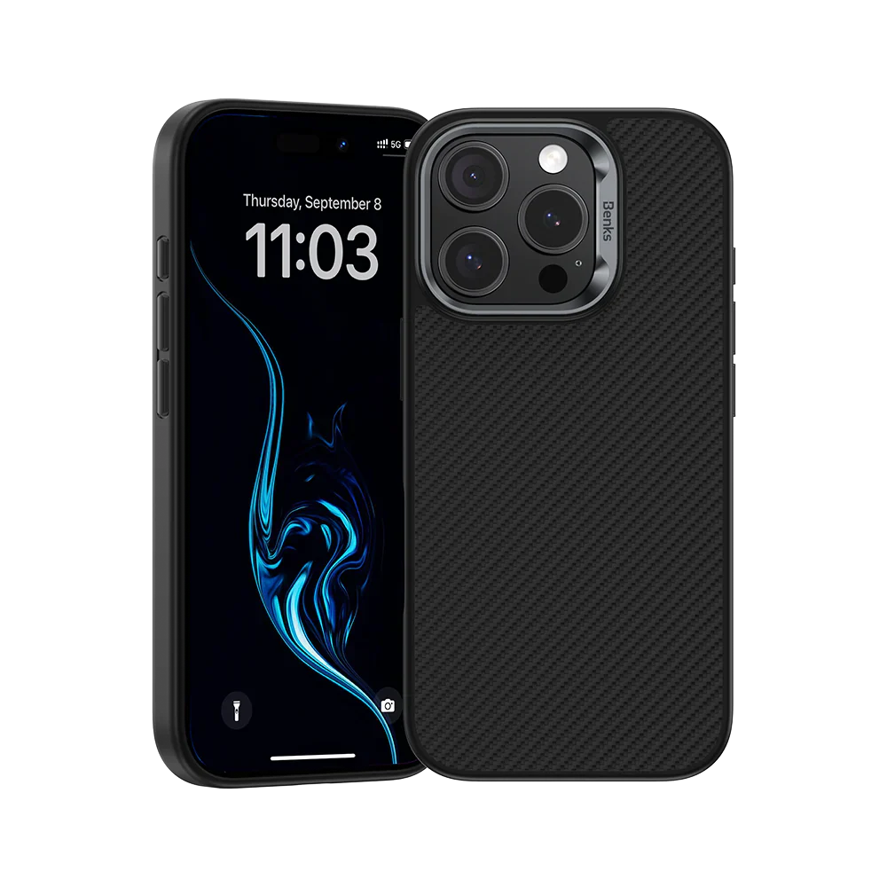 Protective Apple iPhone Back Cover - BENKS Armor Pro Carbon Fibre Case built with Kevlar® 600D for iPhone 16 Pro Max