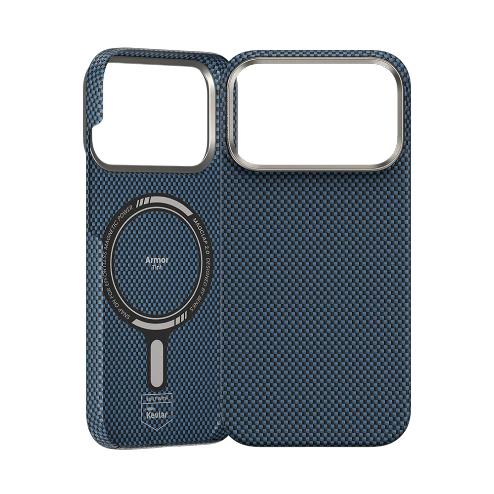 Protective Apple iPhone Back Cover - BENKS ArmorTint Case built with Kevlar® Carbon Fibre for iPhone 17 Pro (Blue) - Style 3