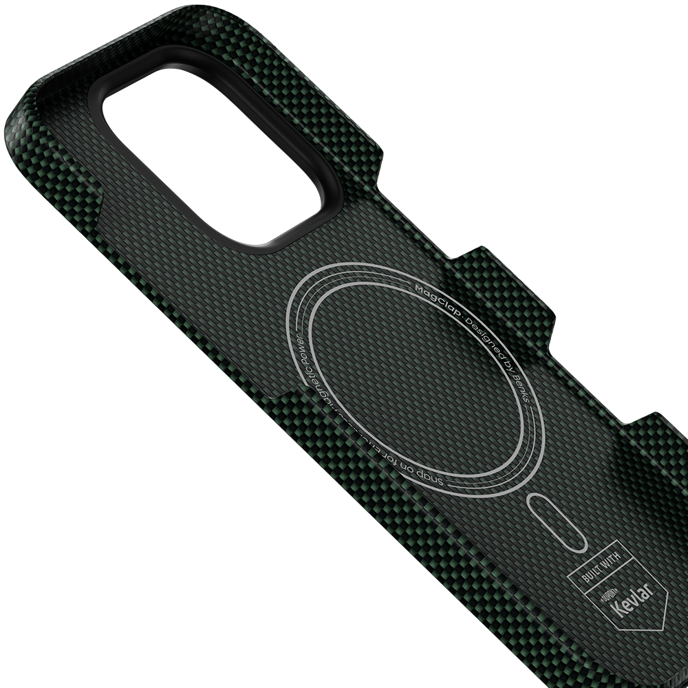 Protective Apple iPhone Back Cover - BENKS ArmorTint Case built with Kevlar® for iPhone 16 Pro (Green) - Style 4