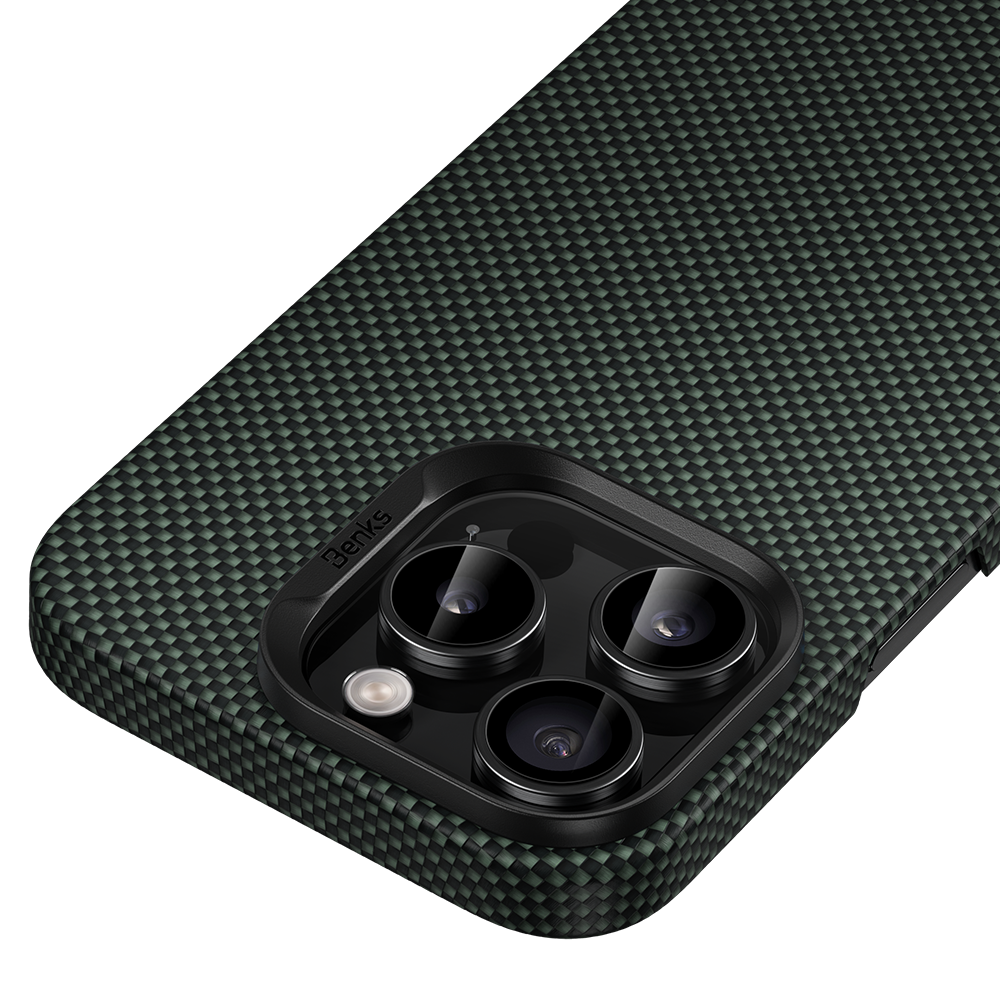 Protective Apple iPhone Back Cover - BENKS ArmorTint Case built with Kevlar® for iPhone 16 Pro (Green) - Style 5