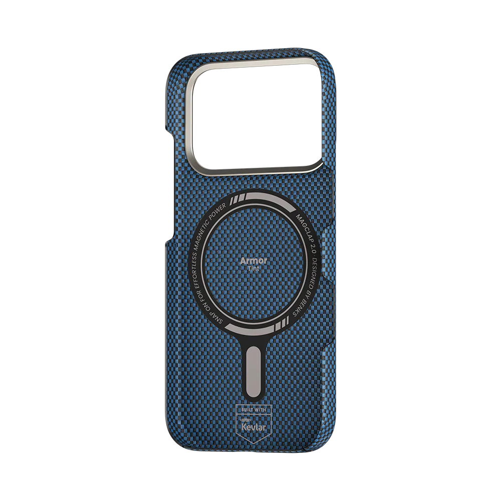 Protective Apple iPhone Back Cover - BENKS ArmorTint Case built with Kevlar® Carbon Fibre for iPhone 17 Pro (Blue) - Style 4