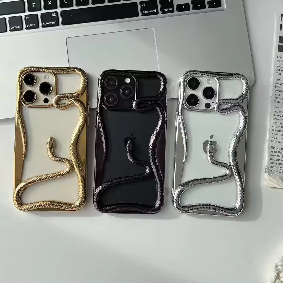 Protective Apple iPhone Back Cover - Serpente Carved Silicone iPhone Case