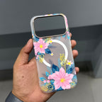 LUXO MAGSAFE CASE - PINK BLUE FLOWERS ( No. 4062 ) Mobile Case by CoverMeUp - Style 4