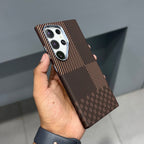 LUXO CARBON CASE SAMSUNG - BROWN CHECK ( No. 2525 ) Mobile Case by CoverMeUp - Style 2