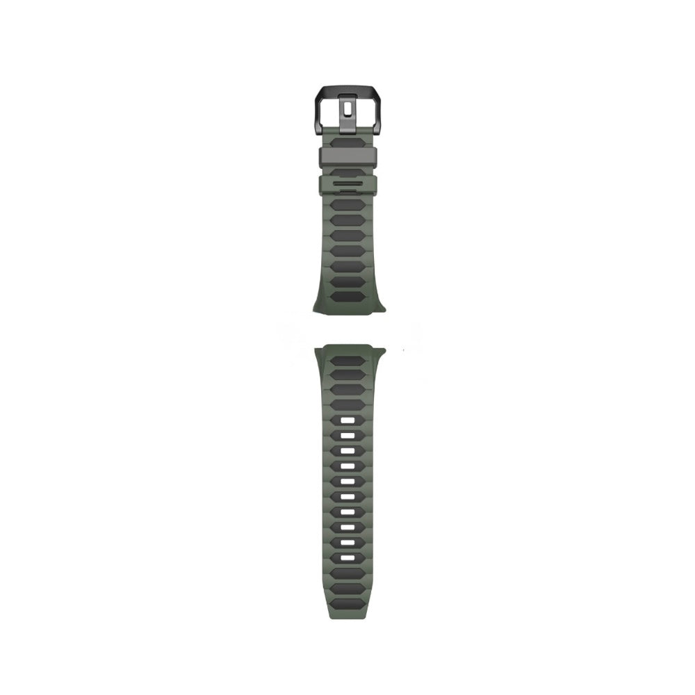 Dual Colour Soft Silicon Band For Apple Watch 44/45/46/49 mm (Black/Army Green)