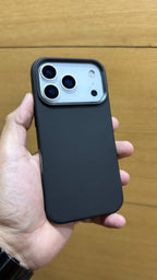 Protective Apple iPhone Back Cover - PU Leather Finish Metal Alloy Bumper Case for iPhone 17 Pro (BLACK)