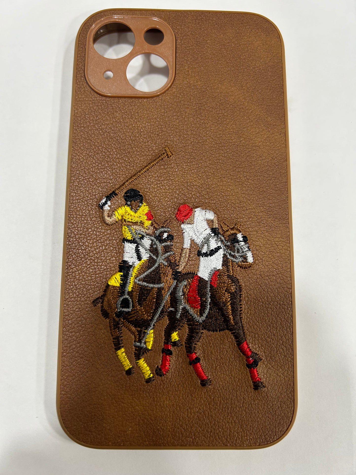 POLO JOCKEY Series Embroidered Leather Back Silicon Hard Case for iPhone.