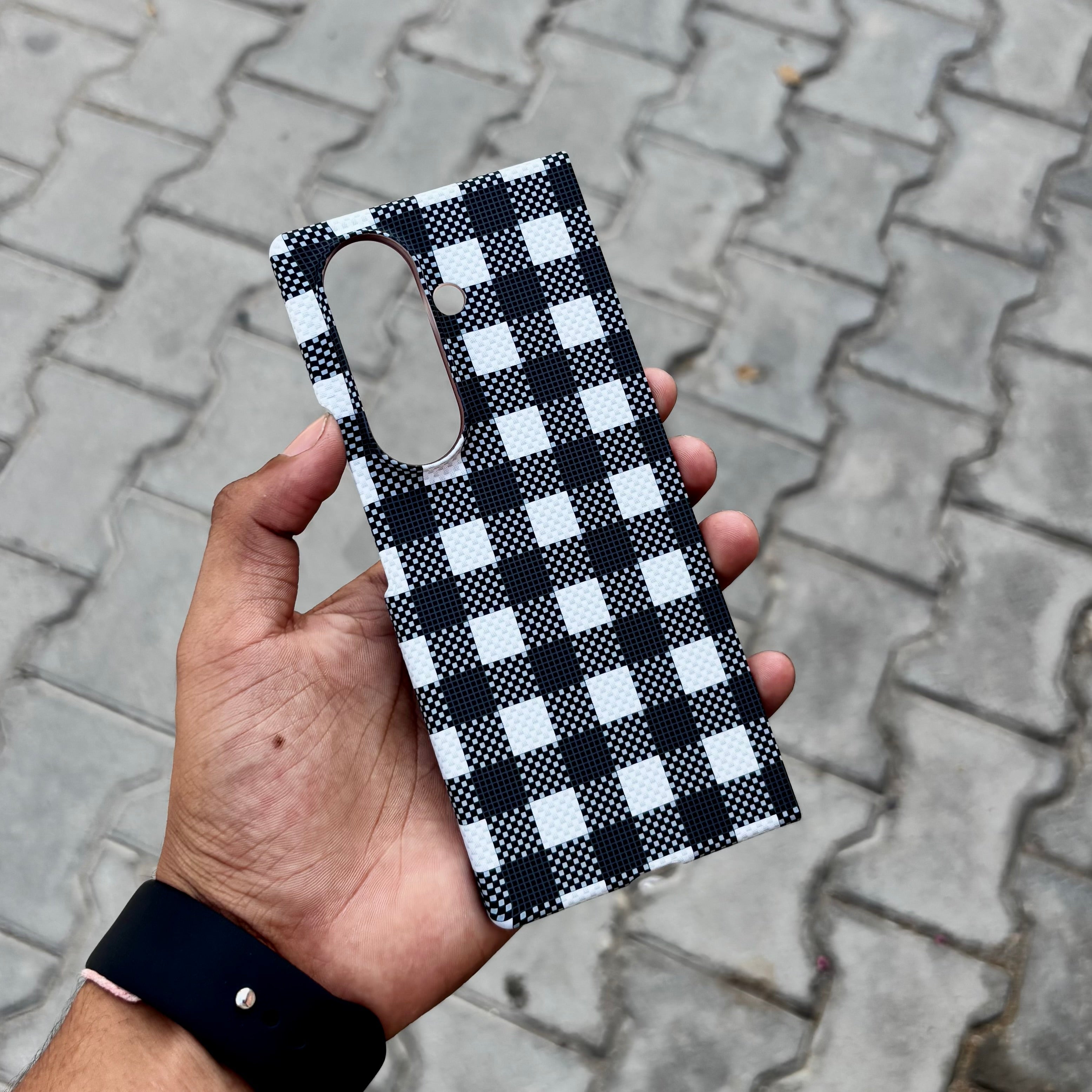 Luxo Grey White Check With Magsafe-Samsung ( No. 1888 )