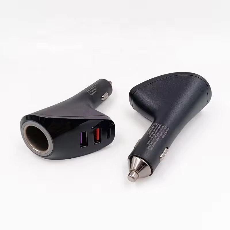Fast Car Charger with Digital Display – 3 Output Ports