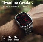 Titanium Apple Watch Metal Chain for 44/45/46mm &49mm (Ultra) (Natural Titanium) Mobile Case by CoverMeUp - Style 4