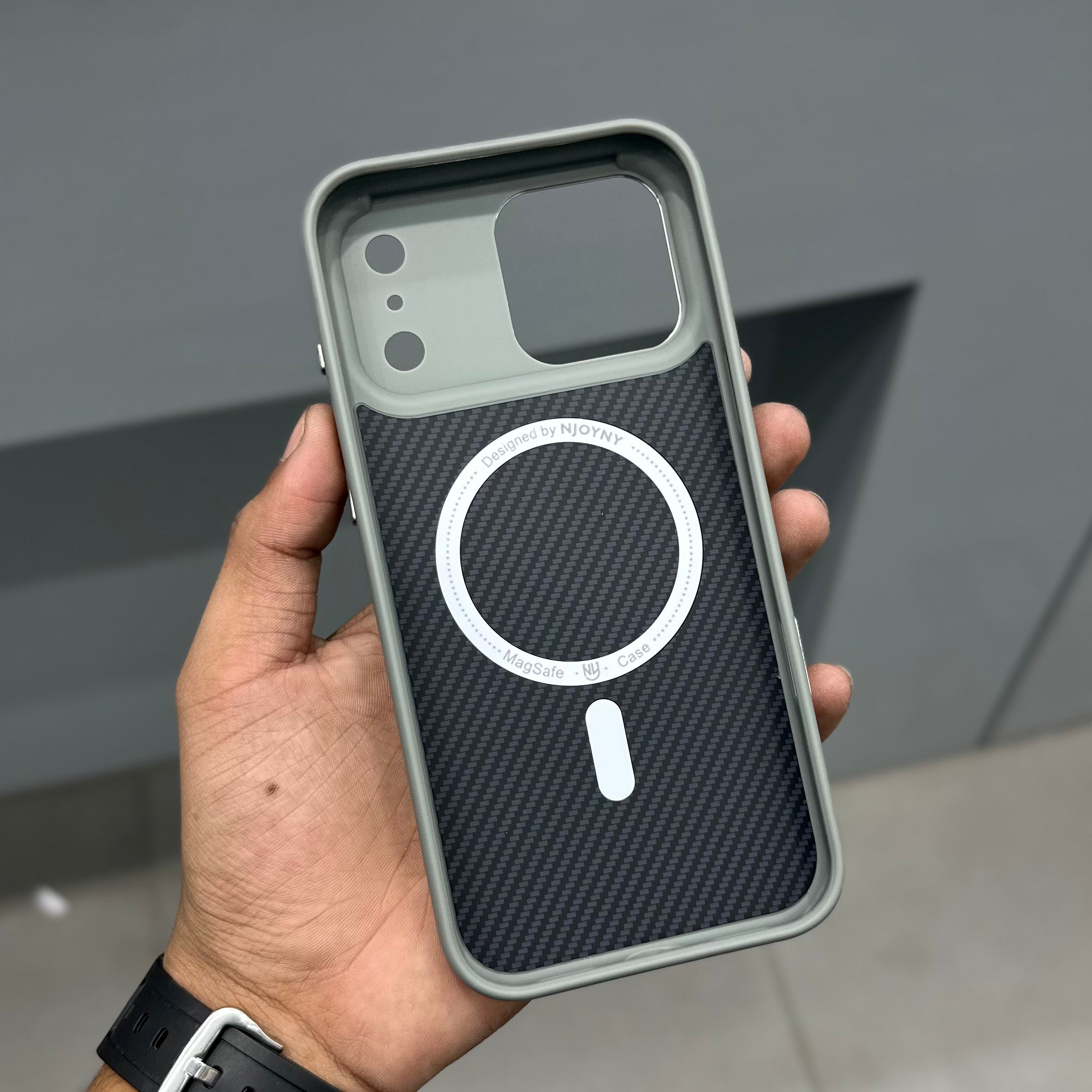 NY JOY CARBON CASE WITH MAGSAFE - GREY ( No. 2827 ) Mobile Case by CoverMeUp - Style 3