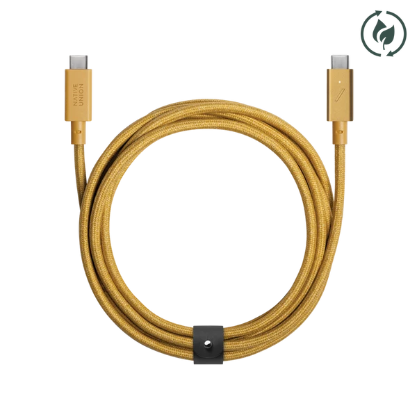 Native Union Belt Cable Pro 240W (USB-C to USB-C) The recycled 8-foot 240W USB-C to USB-C cable with bonded leather strap