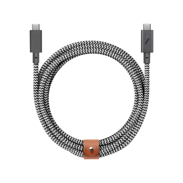 Native Union Belt Cable Pro 240W (USB-C to USB-C) The recycled 8-foot 240W USB-C to USB-C cable with bonded leather strap