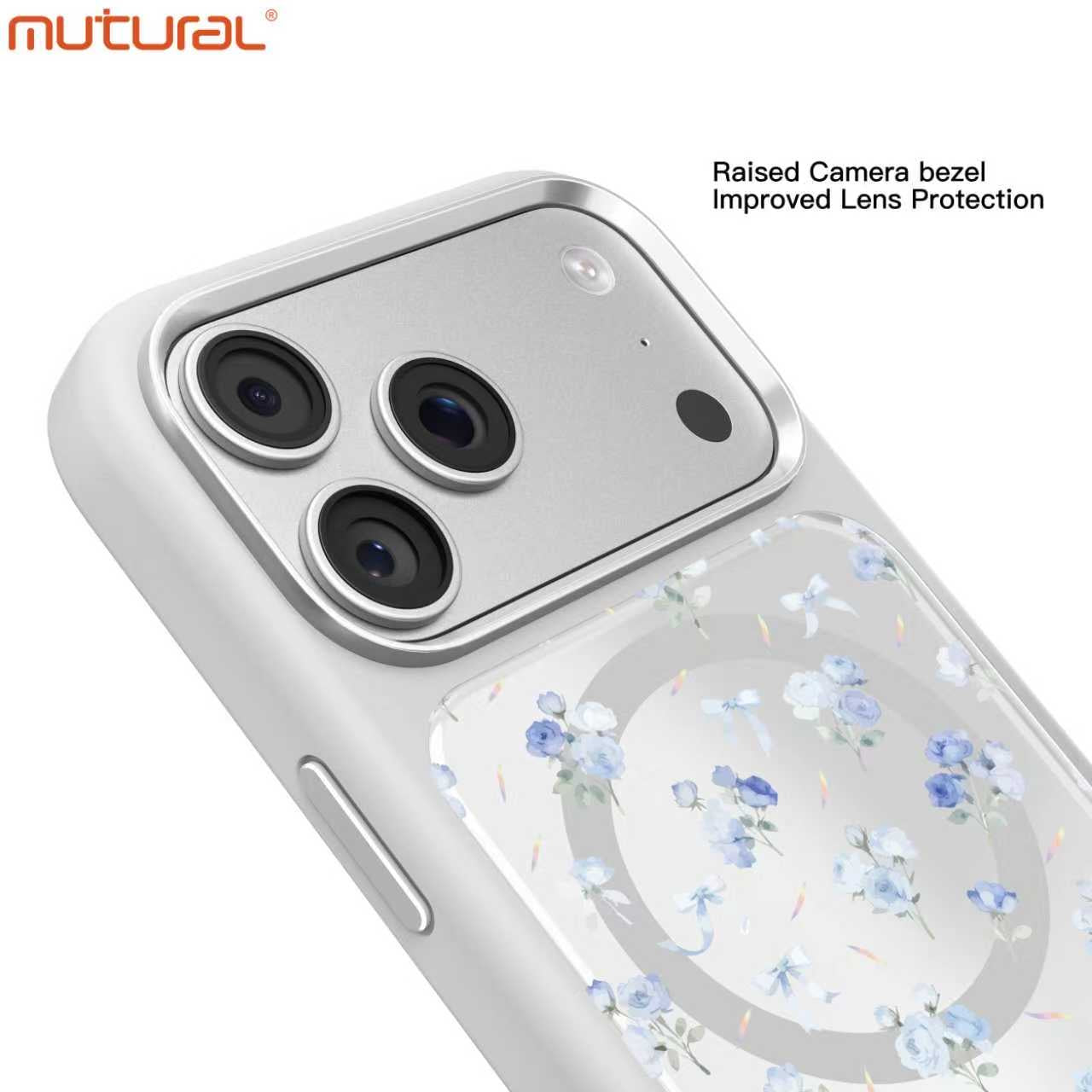 Silicon Protective Magsafe Floral Design Case for iPhone 17 Pro (White)