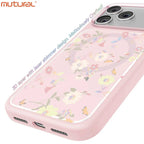 Silicon Protective Magsafe Floral Design Case for iPhone 17 Pro (Pink)