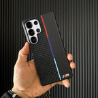Samsung Galaxy S25 Ultra BMW M Perfomance Logo Leather Case - Black Mobile Case by CoverMeUp