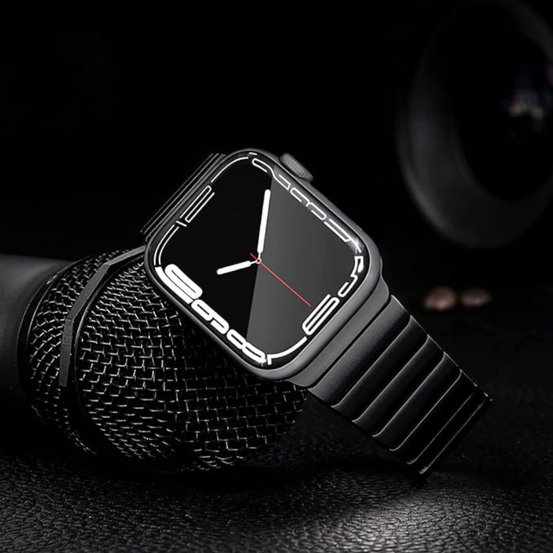 BUY COMBO of Stainless Rado Look Strap & Stainless Steel Strap for iWatch in sizes 42/44/45/49MM Mobile Case by CoverMeUp - Style 2