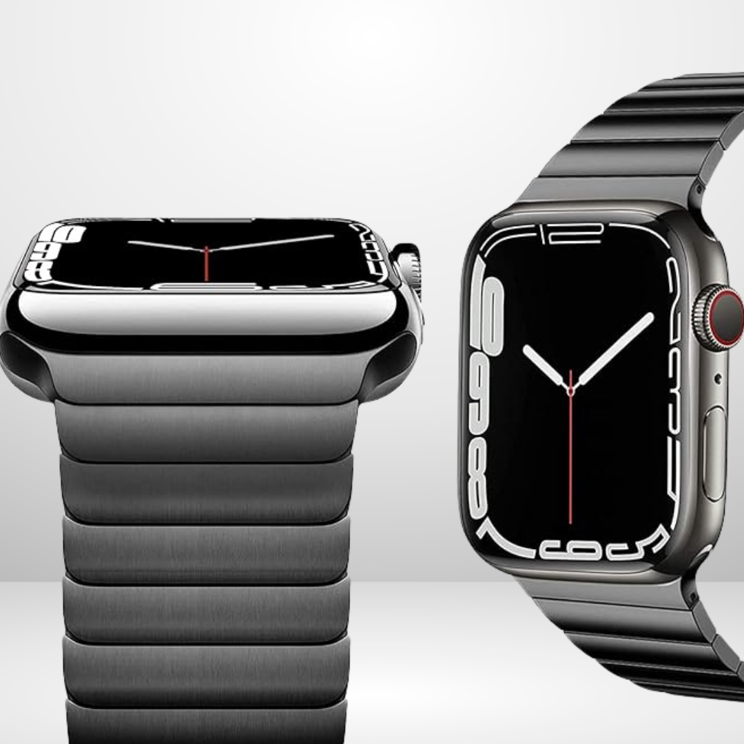 BUY COMBO of Stainless Rado Look Strap & Stainless Steel Strap for iWatch in sizes 42/44/45/49MM Mobile Case by CoverMeUp - Style 3