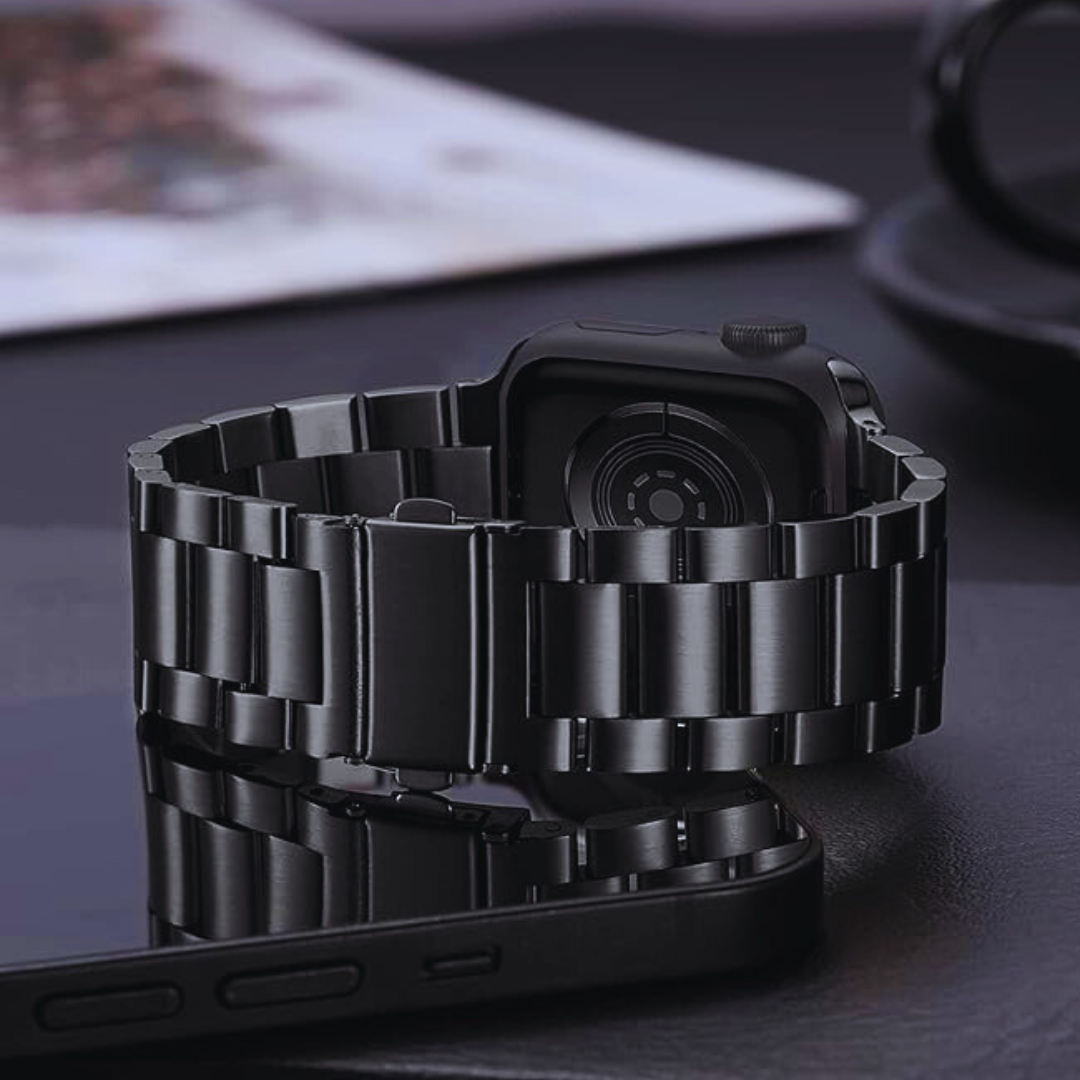 BUY COMBO of Stainless Rado Look Strap & Stainless Steel Strap for iWatch in sizes 42/44/45/49MM Mobile Case by CoverMeUp - Style 4