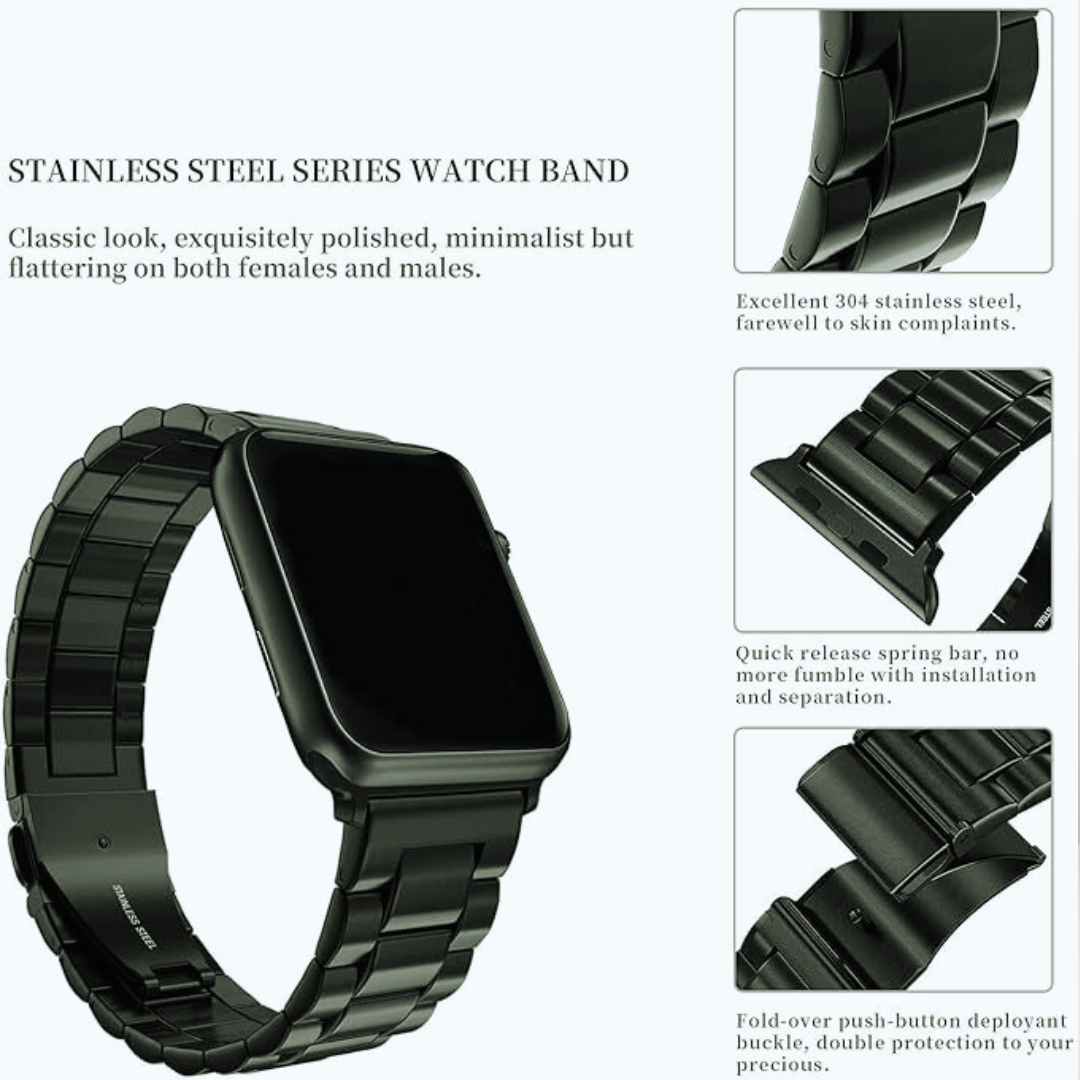 BUY COMBO of Stainless Rado Look Strap & Stainless Steel Strap for iWatch in sizes 42/44/45/49MM Mobile Case by CoverMeUp - Style 5