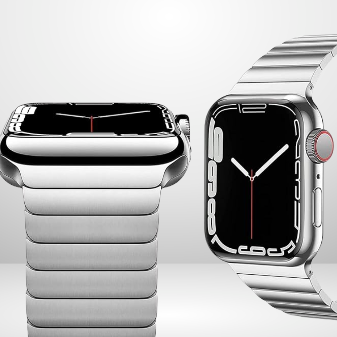BUY COMBO of Stainless Rado Look Strap & Stainless Steel Strap for iWatch in sizes 42/44/45/49MM Mobile Case by CoverMeUp - Style 3