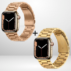 BUY COMBO of Two Stainless Steel straps for iWatch 42/44/45/49MM Mobile Case by CoverMeUp - Style 3