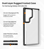 Samsung Galaxy S24 Ultra Rugged Frosted Matte Shock Proof Slim Back Cover - Black Mobile Case by CoverMeUp - Style 7