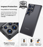 Samsung Galaxy S24 Ultra Rugged Frosted Matte Shock Proof Slim Back Cover - Black Mobile Case by CoverMeUp - Style 5