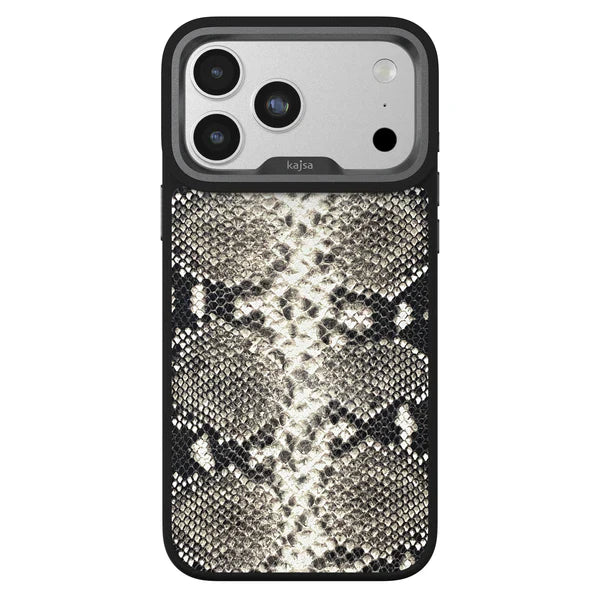 Protective Apple iPhone Back Cover - KAJSA Glamorous Collection - Genuine Leather Snake Pattern Back Case for iPhone 17 Pro (MagSafe Compatible)