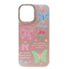 Butterfly Inspired TPU Phone Case with Charm Bracelet & Metal Ring Protection