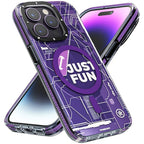 Protective Apple iPhone Back Cover - Youngkit Technology Series Futuristic Circuit Anti-Drop Magsafe Case for iPhone 14 Pro Max |Purple - Style 6