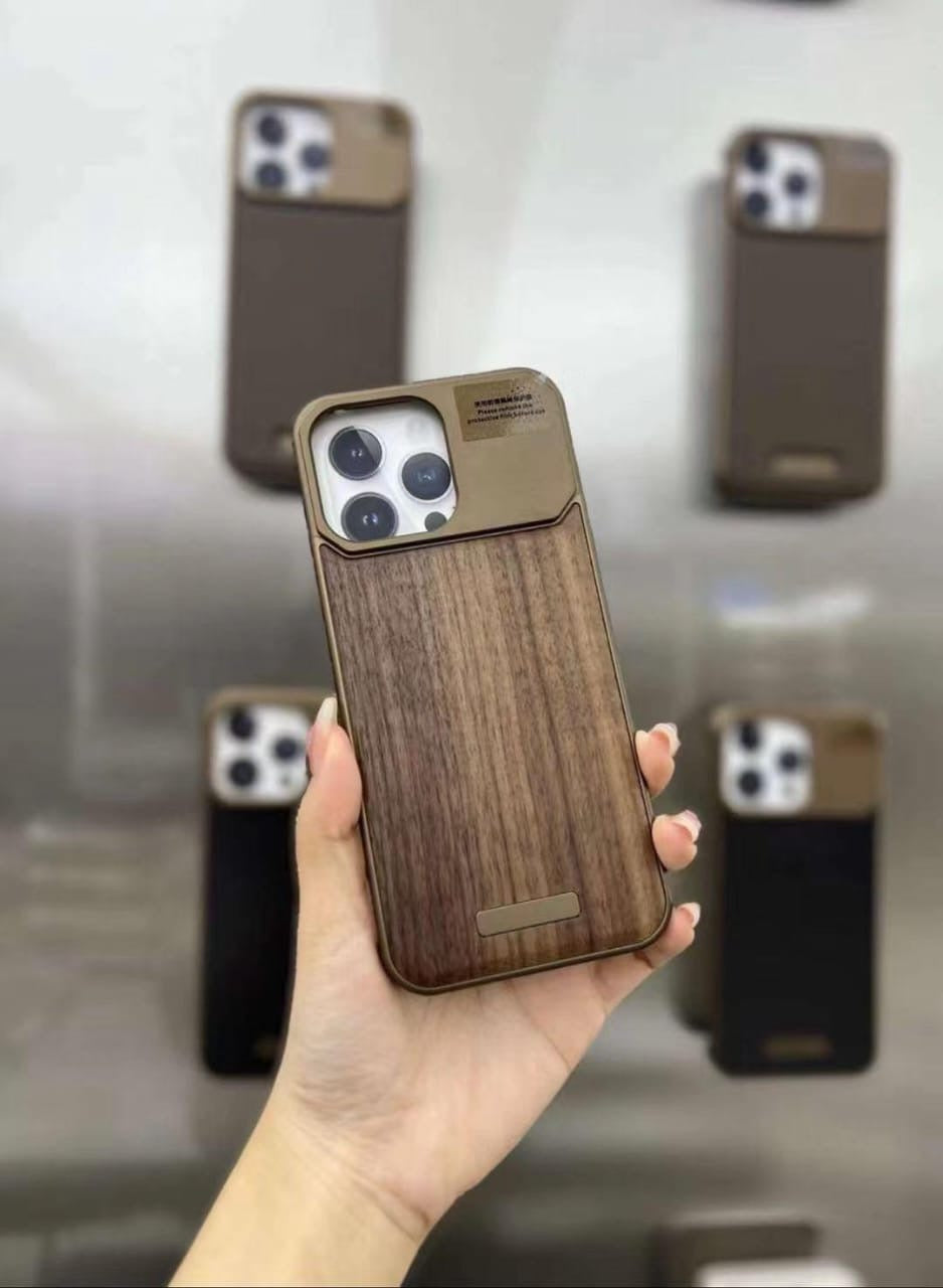 Metal Perfume Case wooden Finish Case for iPhone