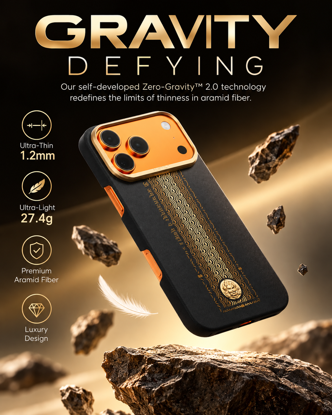 Raptic Aramid Geotik fortune Case for iPhone 17/18 Pro & Pro Max - iPhone 17 Pro Max / 18 Pro Max - Black