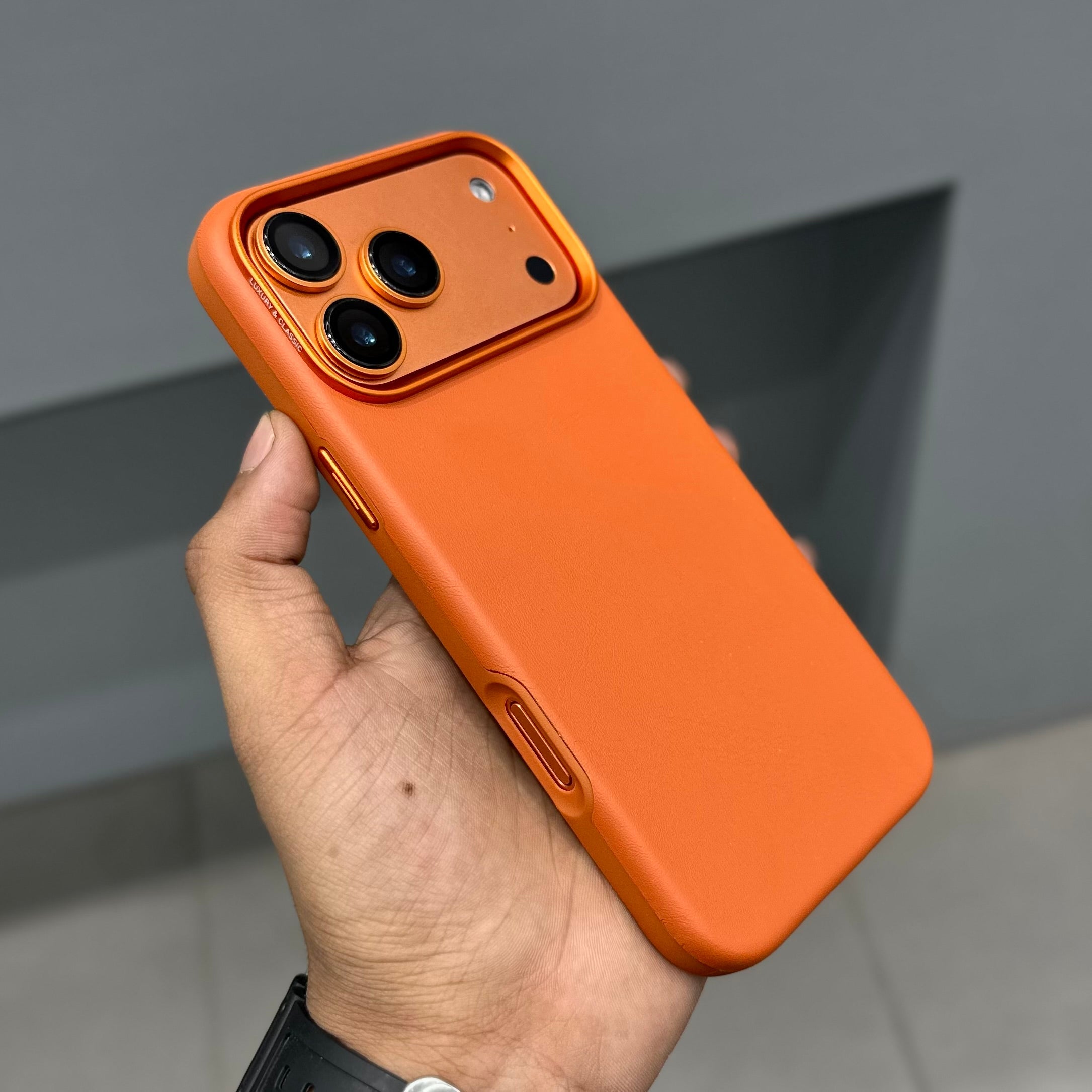 ICON CLASSIC LEATHER MAGSAFE CASE - ORANGE ( No. 2866 ) Mobile Case by CoverMeUp - Style 2