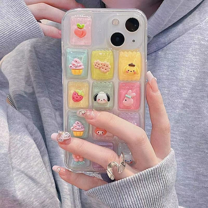 Cute 3D Colorful Cartoon Transparent Case for iPhone