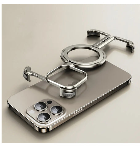 Aluminum Alloy MagSafe Kickstand Cooling Case: Featuring a Futuristic Mechanical Aesthetic