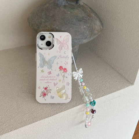 Sparkling Butterfly Case for iPhone with Metal Ring Protection