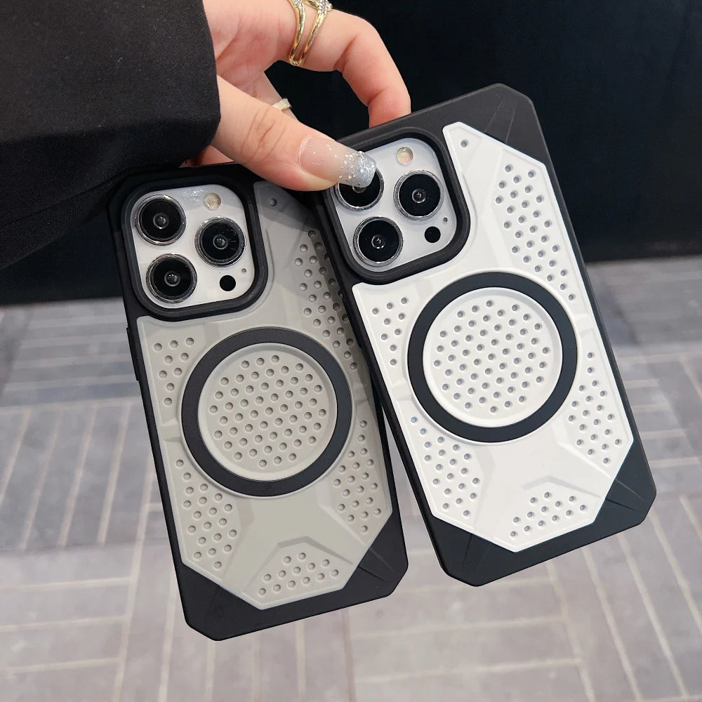 Protective Apple iPhone Back Cover - Heat Dissipation Hole Cooling Down Magsafe Phone Case for iPhone - Style 2